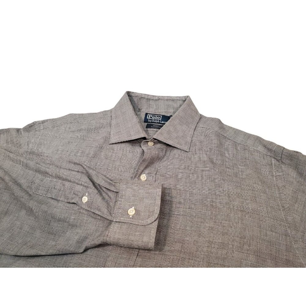 Polo Ralph Lauren Mens 17 1/2 Regent Classic Fit Plaid Long Sleeve Button Shirt